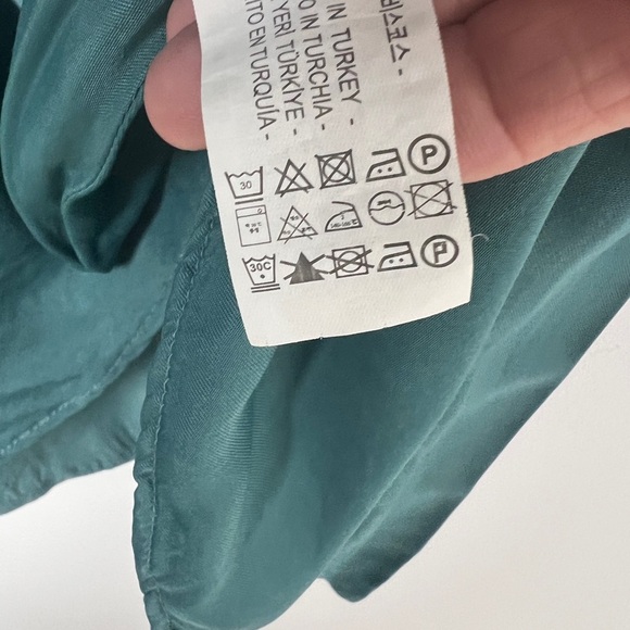 ZARA Women's Small Sea Green Satin Effect Faux Wrap Party Cocktail Mini Dress - Picture 14 of 14